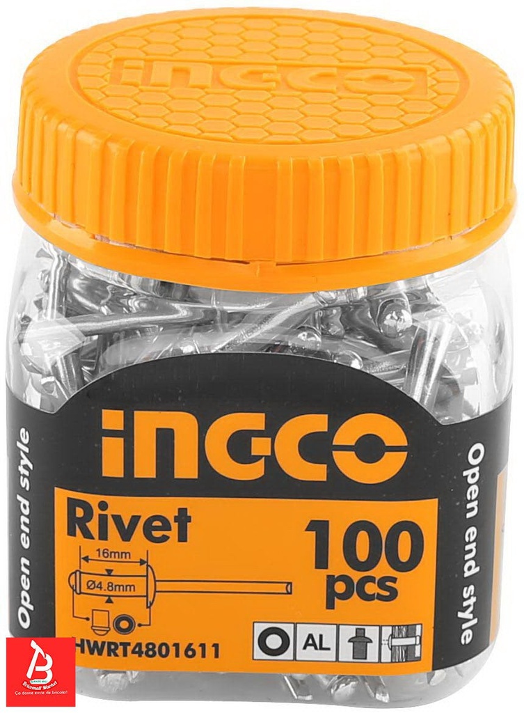 INGCO RIVET 4.8X16MM BOITE DE 100 PIECES  