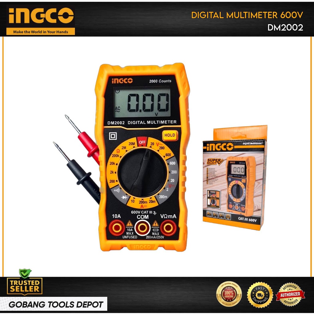 INGCO MULTIMETRE DIGITAL LCD CAT.III 600V  