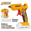 INGCO PISTOLET A COLLE 20V (SS BATTERIE/SS CHARGEUR)+3 B  