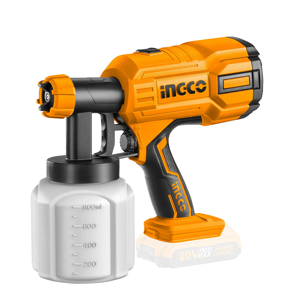 INGCO PISTOLET A PEINTURE SANS FIL 20V SANS BATTERIE ET   [CSGLI2001]