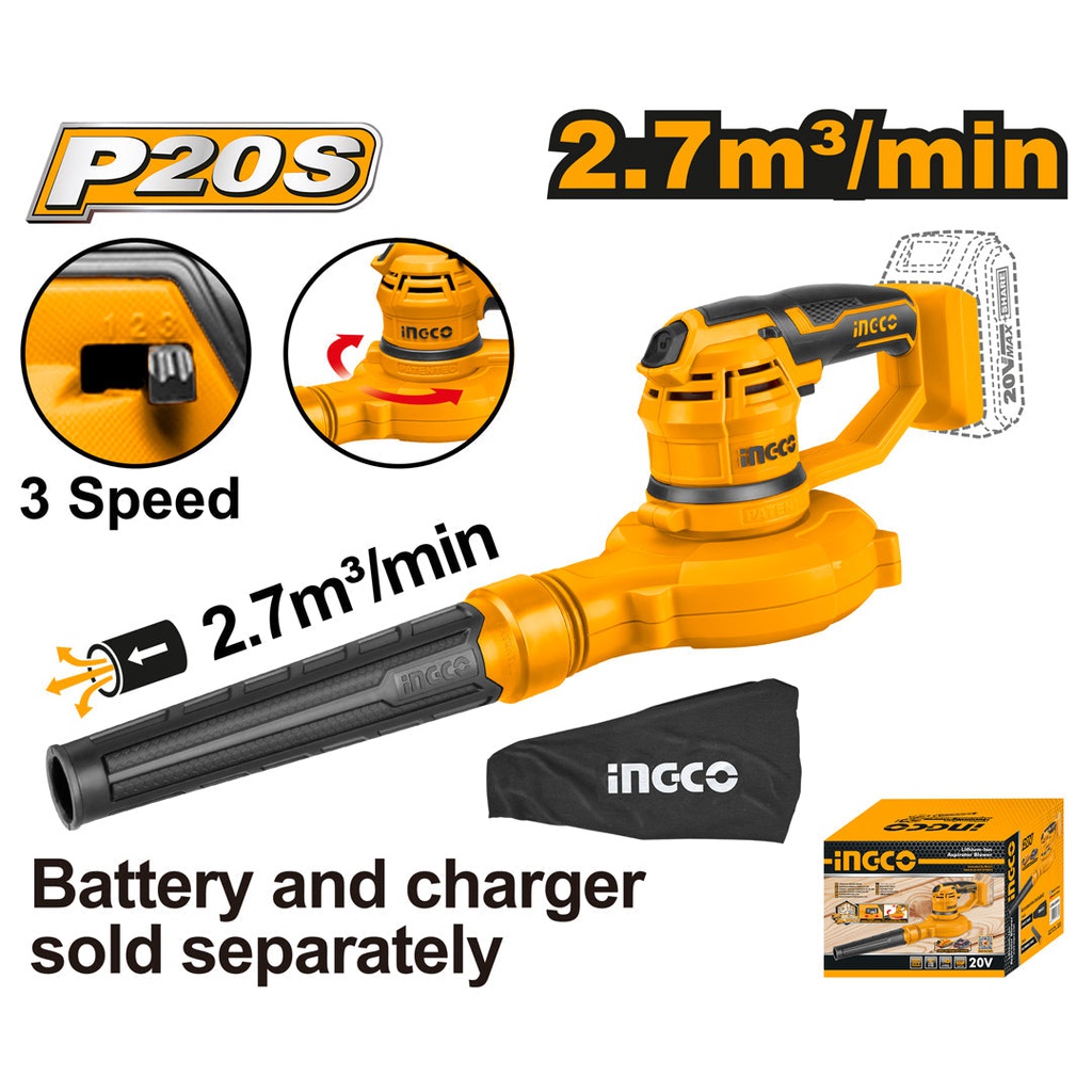 INGCO SOUFFLEUR ASPIRATEUR 20V (SANS BATTERIE/CHARGEUR) [CABLI2001]