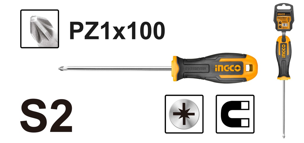 INGCO TOURNEVIS POZIDRIV  PZ1 D：5.0*100MM LR：10  