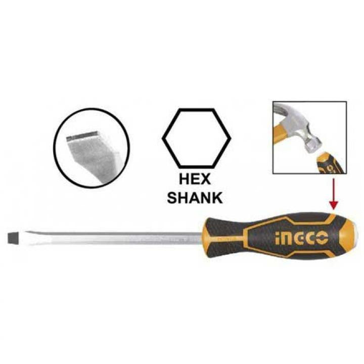 INGCO TOURNEVIS A ZONE DE FRAPPE VIS A FENTE 8*200 MM [HGTS288200]