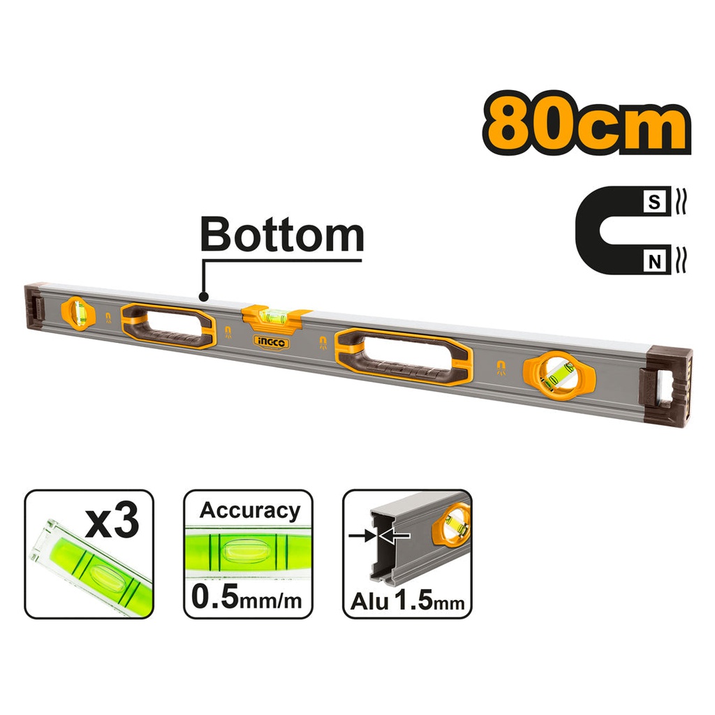 INGCO NIVEAU A BULLE MAGNETIQUE 80CM [HSL38080M]