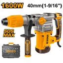 [RH1600388] INGCO MARTEAU PERFORATEUR SDS MAX 1600W 38MM + 4 FORÊTS   
