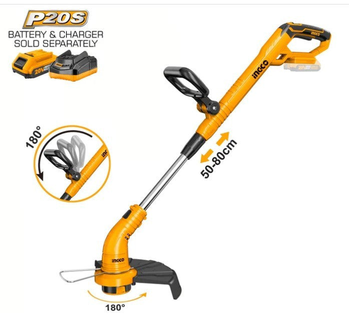 INGCO DEBROUSSAILLEUSE 20V BATTERIE/CHARGEUR NON INCLUS  