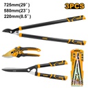 INGCO JEU 3PCS JARDINAGE SECATEUR/CISAILLE/COUPEBRANCHES [HLT76033]