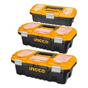 [PBXK0302] INGCO JEU DE 3 BOITES À OUTILS PVC CHARNIÈRES MÉTAL 14"1 [PBXK0302]