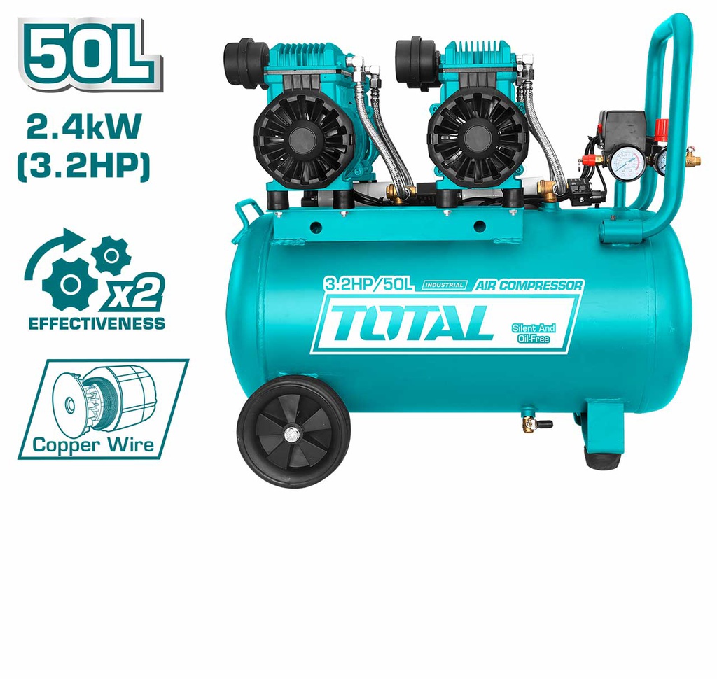 TOTAL COMPRESSEUR SILENCIEUX 50L 2×1200W  