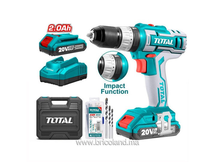 TOTAL PERCEUSE VISSEUSE SANS FIL AU LITHIUM-ION 20V  