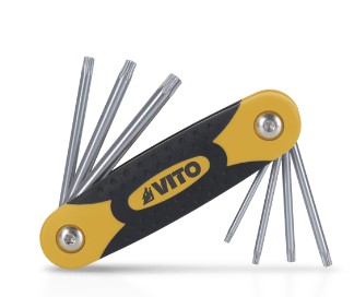 VITO JEU DE 7 CLES TORX AVEC TROU SUR MONTURE  