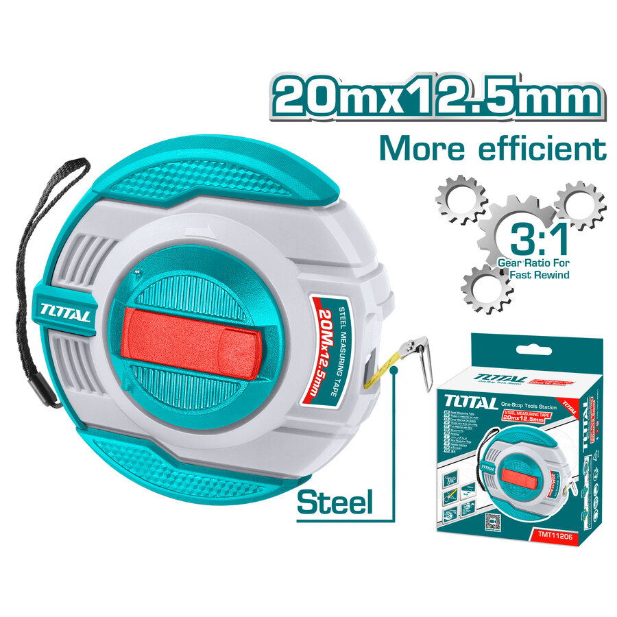 TOTAL RUBAN A MESURER EN ACIER 20MX12.5MM  