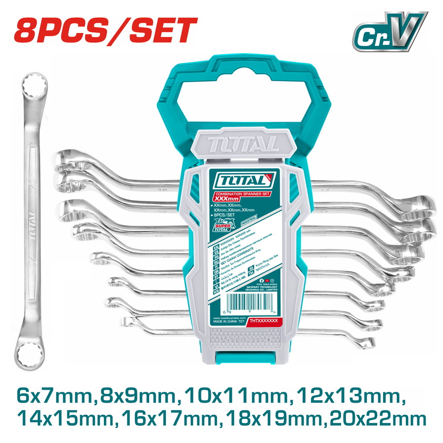TOTAL JEU DE 8 CLES POLYGONES 6-22MM 