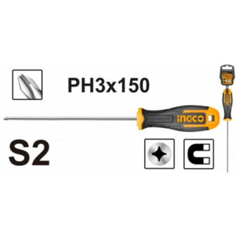 INGCO TOURNEVIS PHILLIPS  PH3 D：8.0MM LR：150   