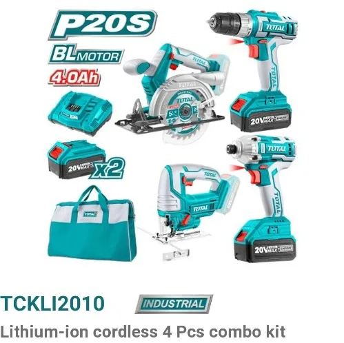 TOTAL KIT COMBO 4 PIECES LITHIUM SANS FIL  