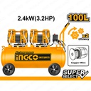 [ACS2241001] INGCO COMPRESSEUR SILENCIEUX 100L 2×1200W （3.2HP) NR [ACS2241001]