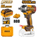 INGCO BOULONNEUSE A CHOC 500NM SANS CHARBON 20V+2BAT SI [CIWLI2050]