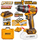 [CIDLI20602] INGCO PERCEUSE VISSEUSE 20V 60NM 2 BATT SANS CHARBONS SI  