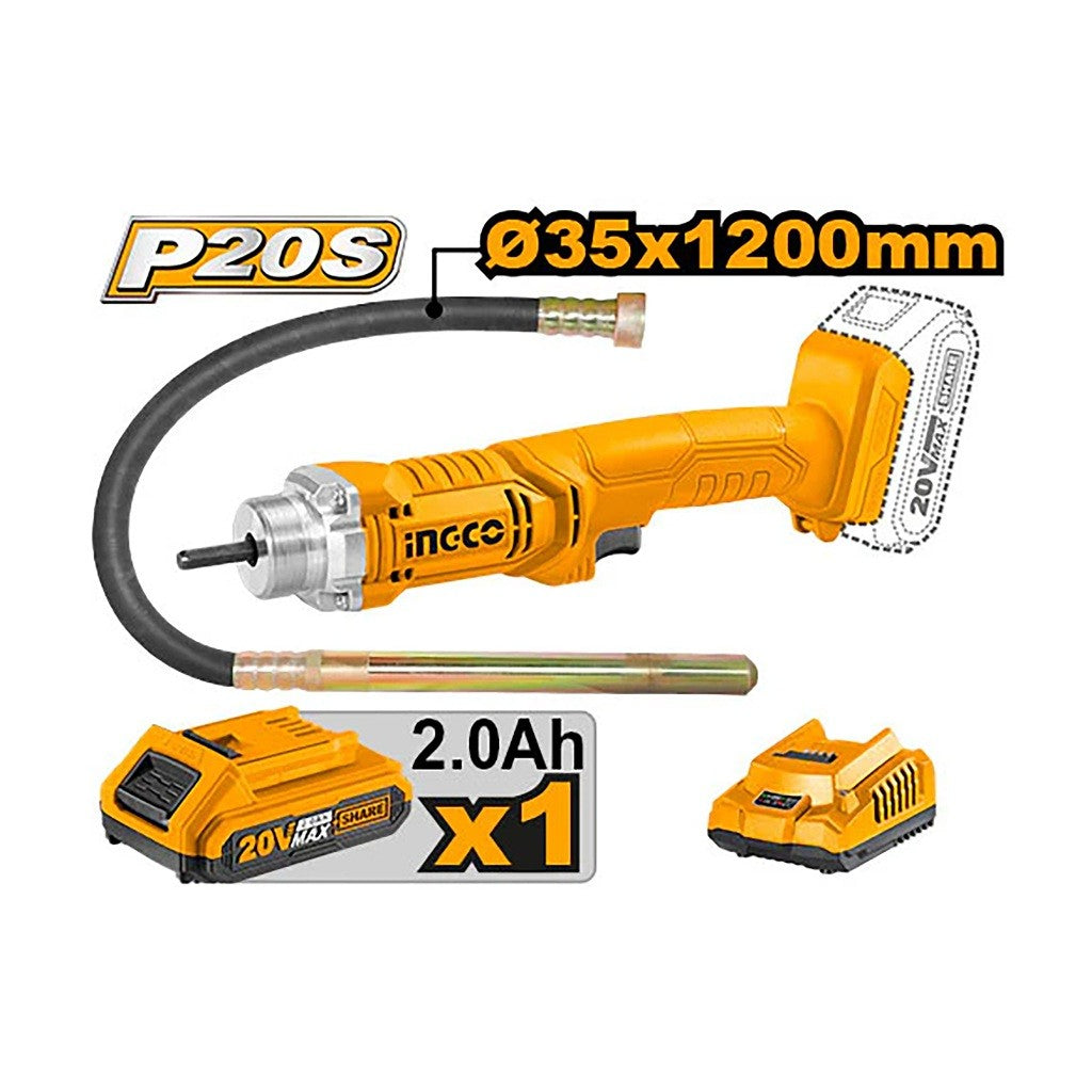 INGCO VIBREUR À BÉTON 20V + 1BATTERIE + 1AIGUILLE [CCVLI2023011]