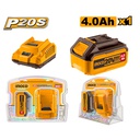 INGCO PACK 1 BATTERIE 20V 4AH + 1 CHARGEUR RAPIDE SI  [FBCPK1012]
