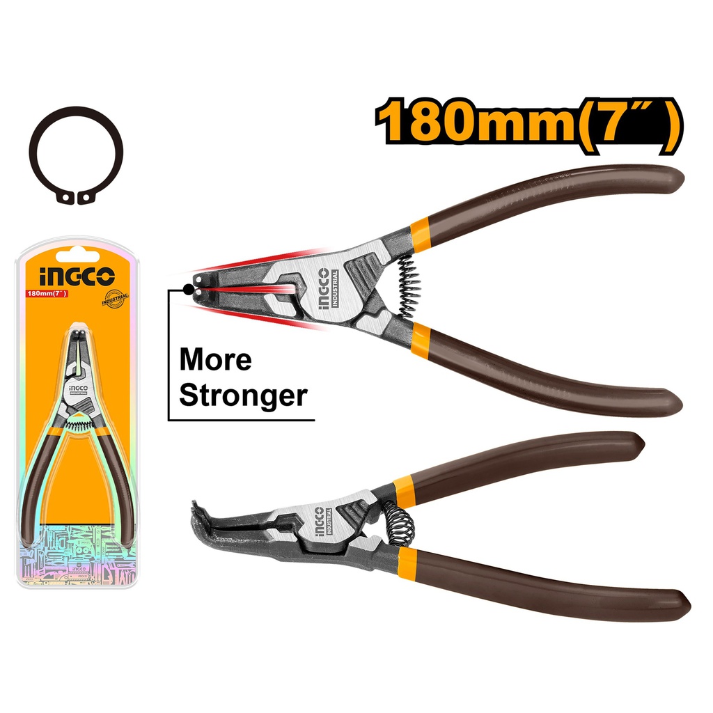 INGCO PINCE CIRCLIPS EXTERIEUR À TÊTE COURBÉE 180MM  