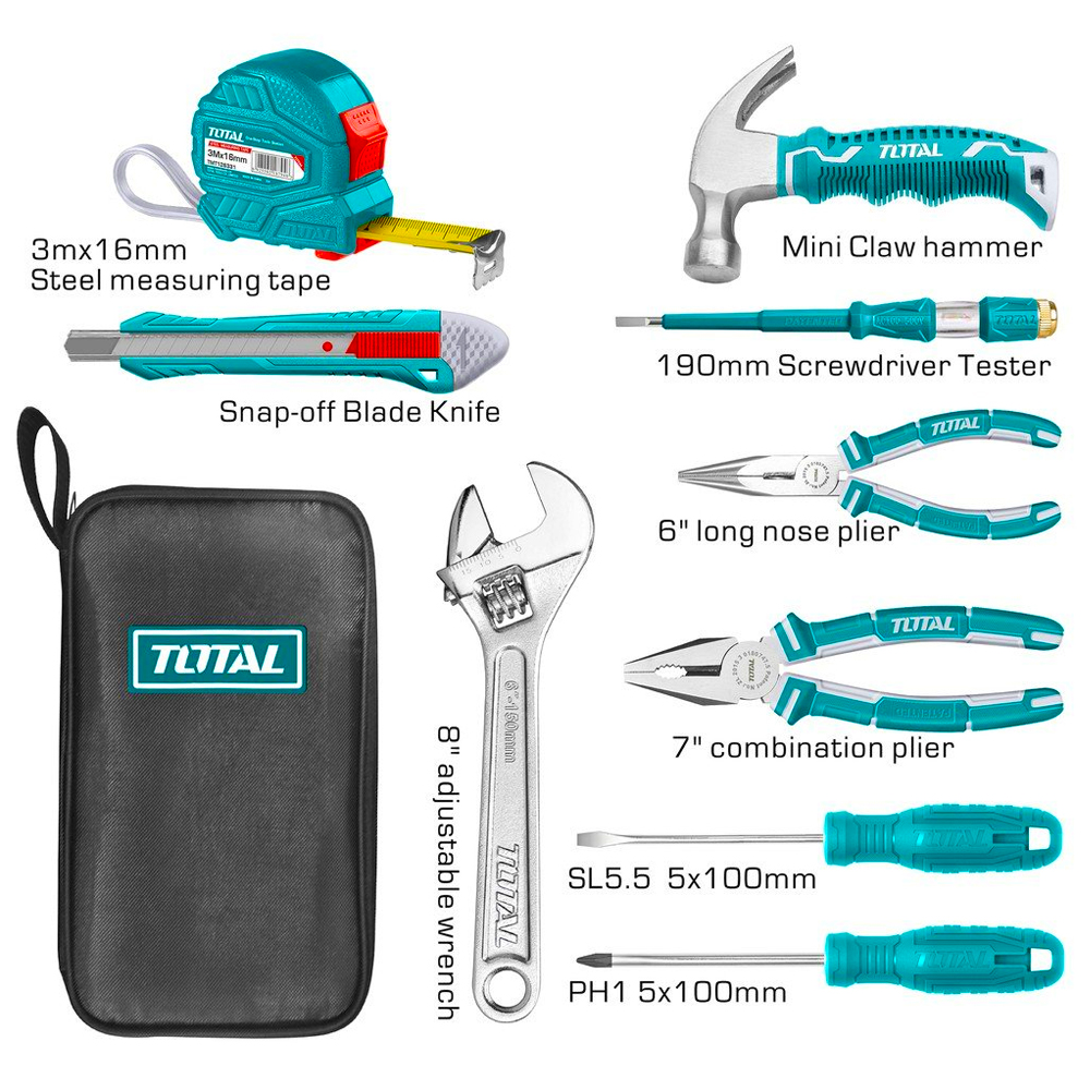 TOTAL SET DE 9 OUTILS A MAIN  