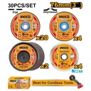 [MCD07630] INGCO JEU 30PCS DISQUES DE COUPE ET MEULAGE 76MM  