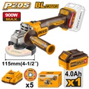 [CAGLI261521] INGCO MEULEUSE 115MM 20V + 1BATT 4AH  