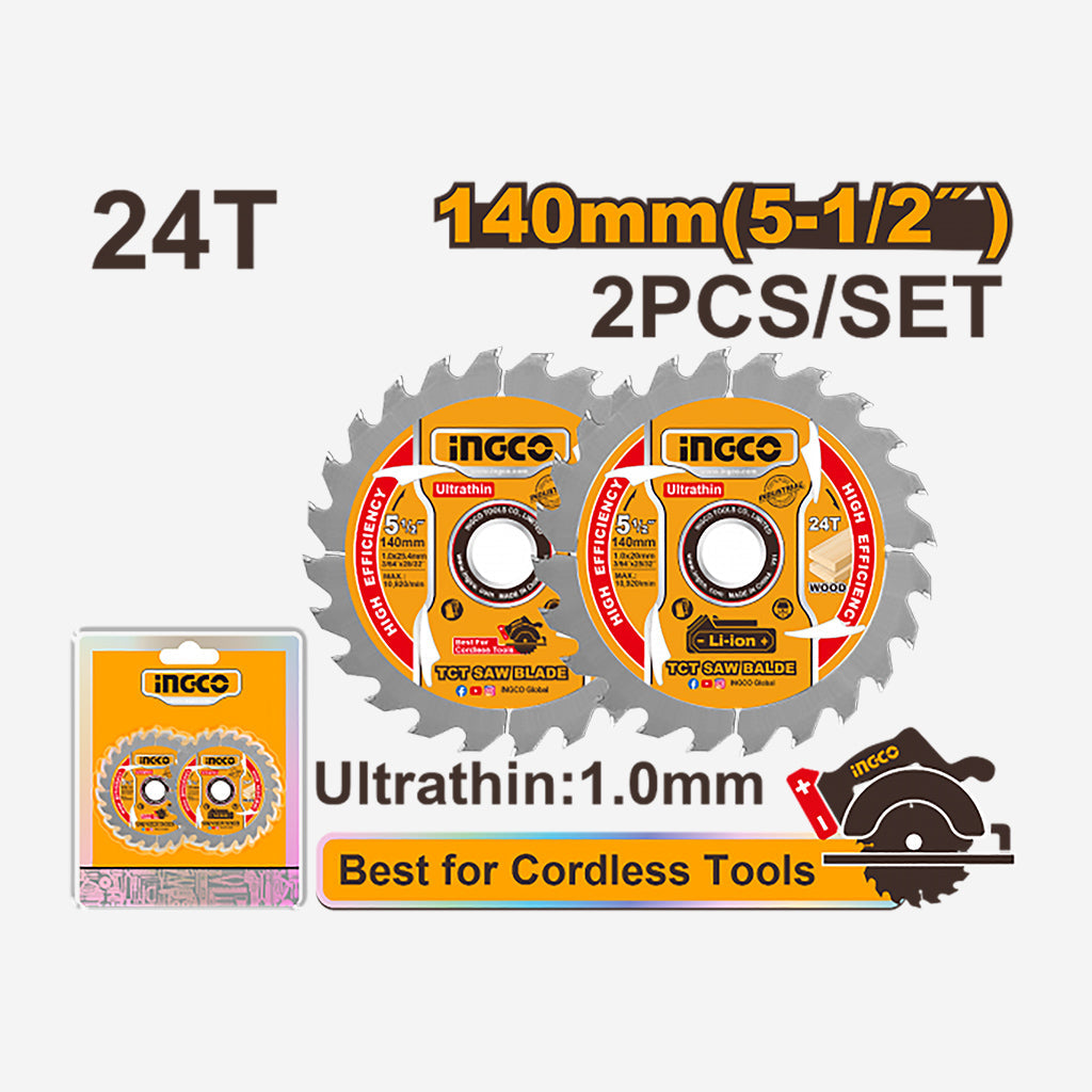 INGCO 2 DISQUE POUR SCIE CIRCULAIRE À BATTERIE CSLI14021  [TSB1403]