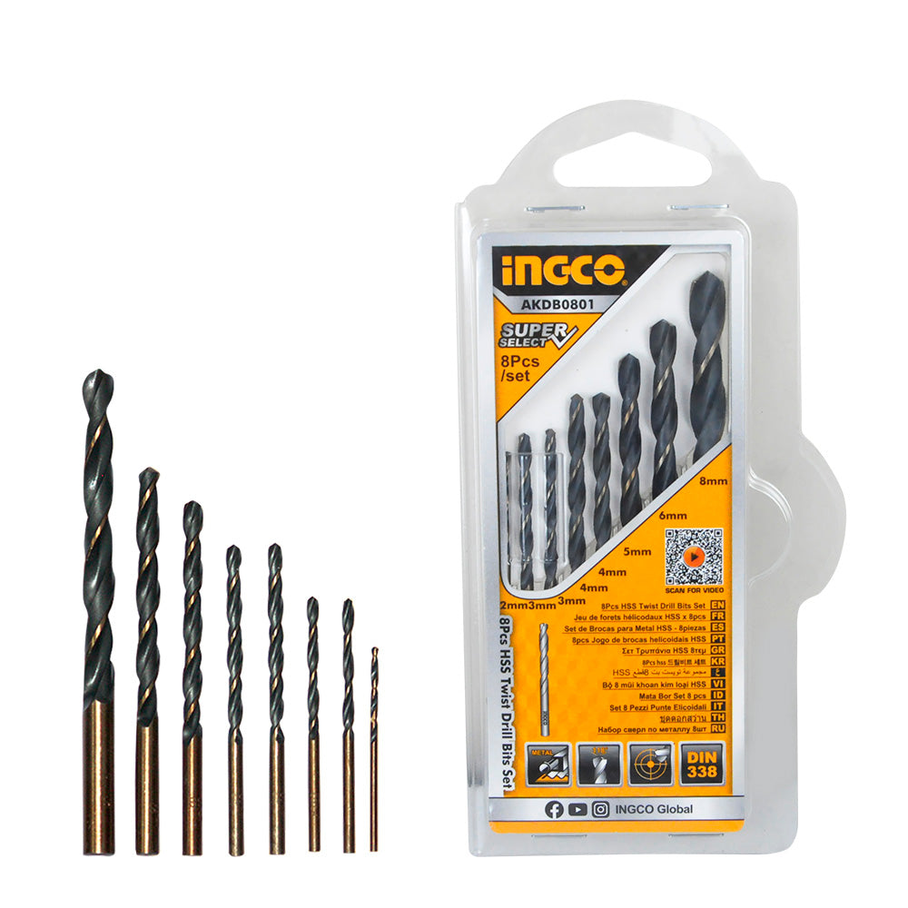 INGCO JEU DE 8 FORETS HSS NR  