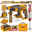 [COSLI240208] INGCO PACK MARTEAU PERFORATEUR 22MM 20V/MIXEUR PLONGEANT  