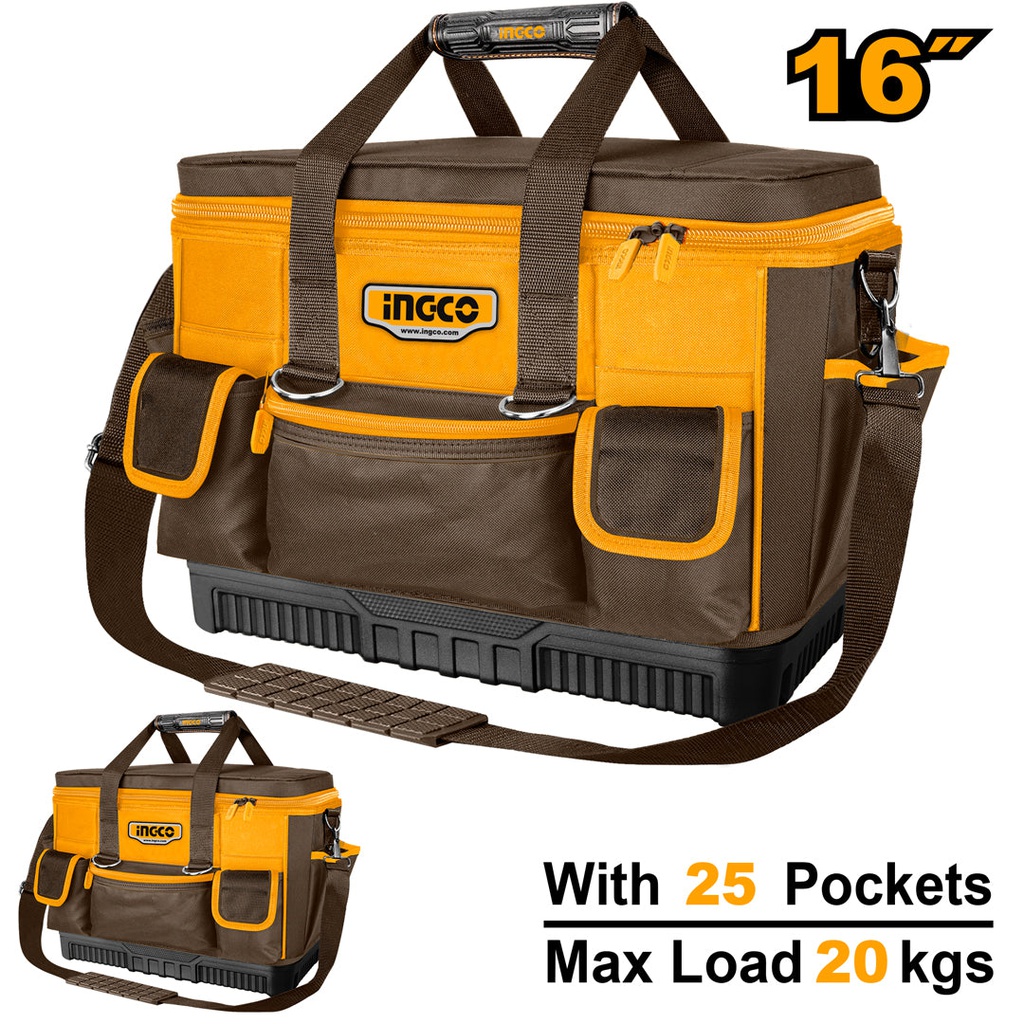 INGCO SAC À OUTILS 16" 25 POCHES BASE RENFORCÉE  