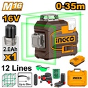 INGCO NIVEAU LASER AUTO NIVELLEMENT 3D LIGNE VERT 16V  [HLL301201]