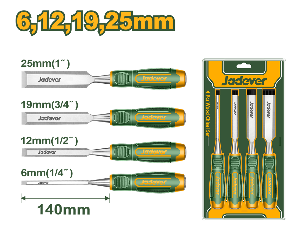 JADEVER ENSEMBLE DE 4 CISEAUX À BOIS  