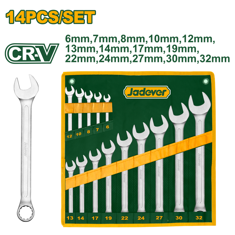 JADEVER JEU DE 14 CLÉS MIXTES 6MM-32MM [JDSP1M14]