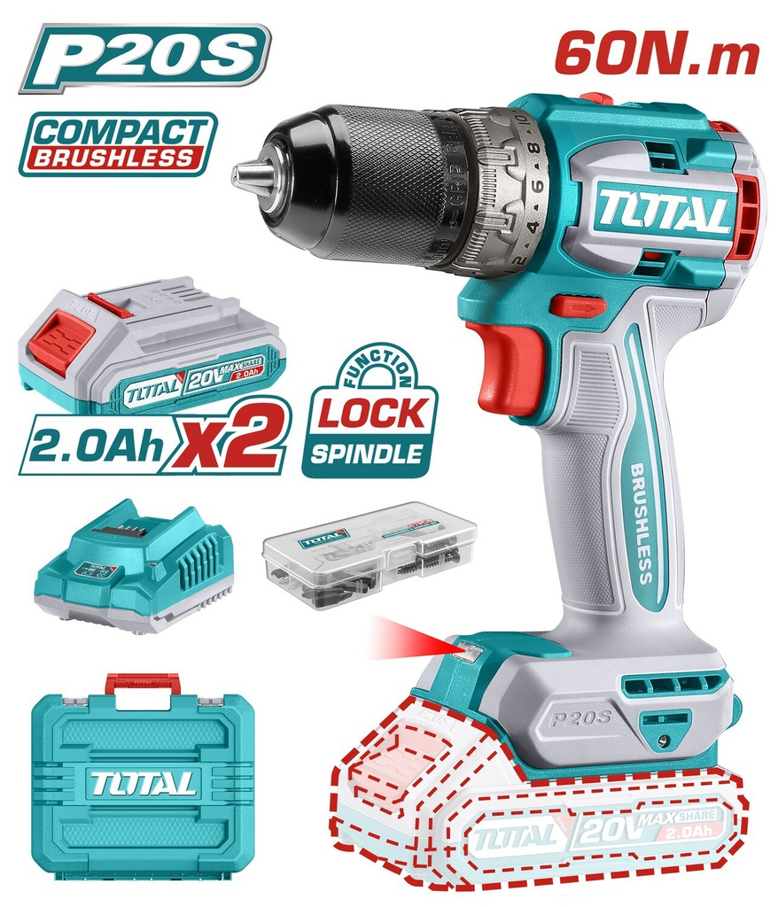 TOTAL VISSEUSE 20V BRUSHLESS TOOLS-TDLI20602 