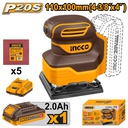 INGCO PONCEUSE VIBRANTE 20V 1 BATTERIE 110MM PLATEAU CARRÉ [CSHSLI20141]