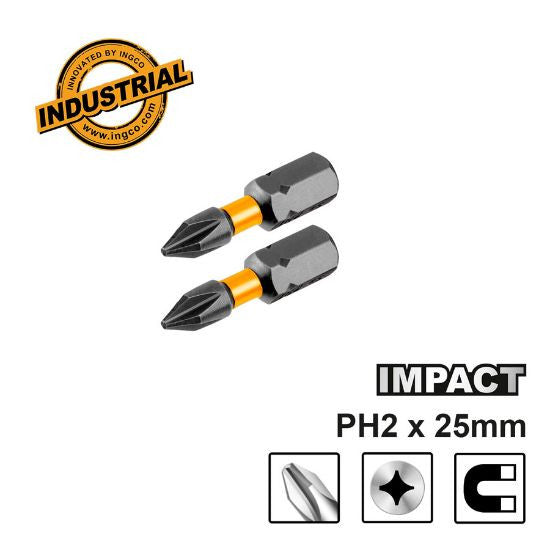 INGCO JEU DE 2 EMBOUTS S2 PH2 25MM [SDBIM71PH225]