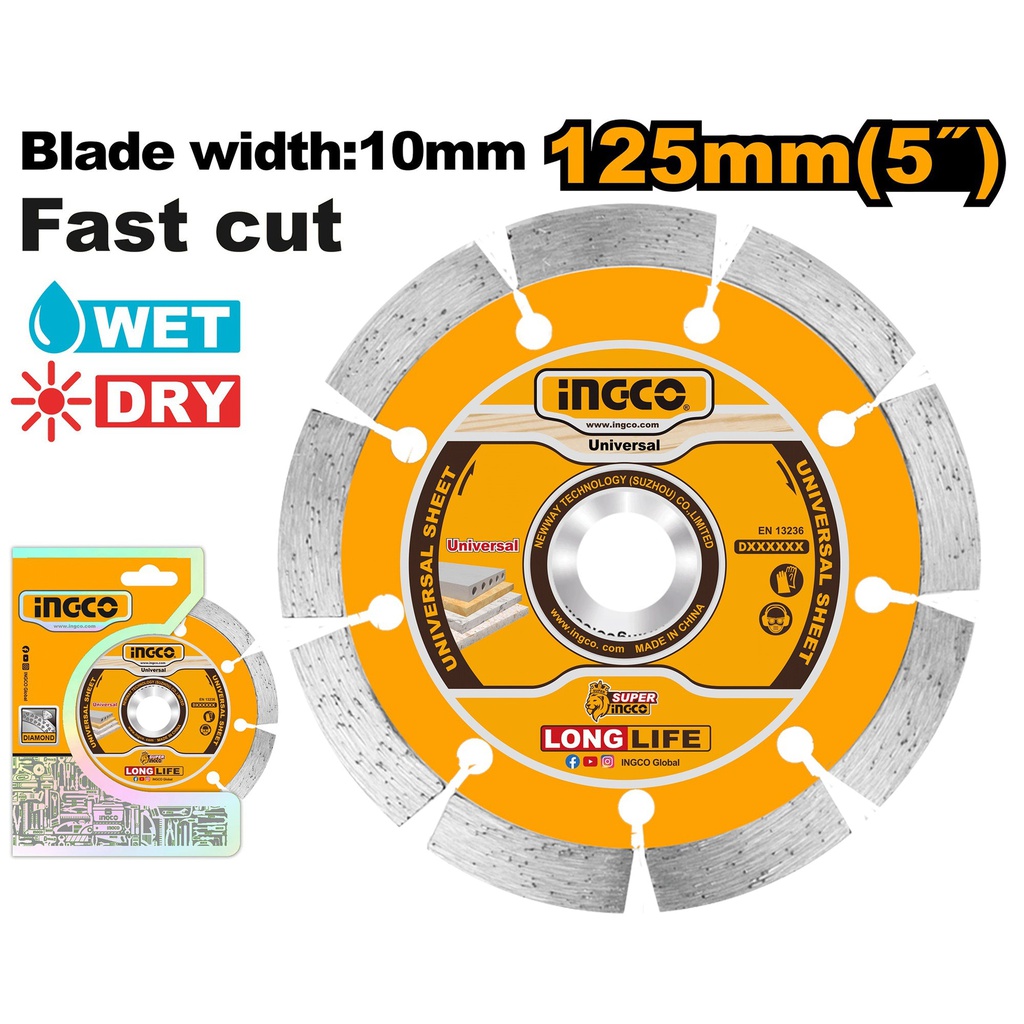 INGCO DISQUE DIAMANT 125MM  A EAU ET SEC  