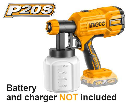 INGCO PISTOLET A PEINTURE SANS FIL 20V 1 BATTERIE & CHARGEUR  [CSGLI2001-1]