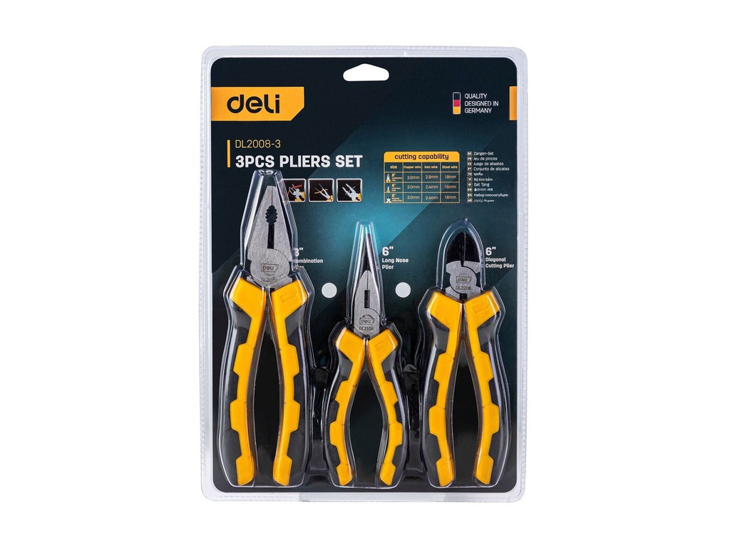 DELI Ensembles de 3 pinces  [DL2008-3]