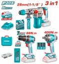 TOTAL PACK MARTEAU PERFORATEUR+BOULONNEUSE+VISSEUSE 