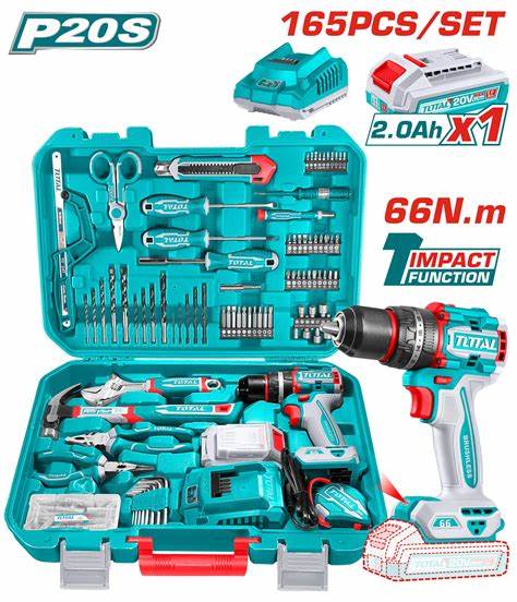 TOTAL COFFRET PERCEUSE BRUSHLESS 20V 165PCS THKTHP11652 []