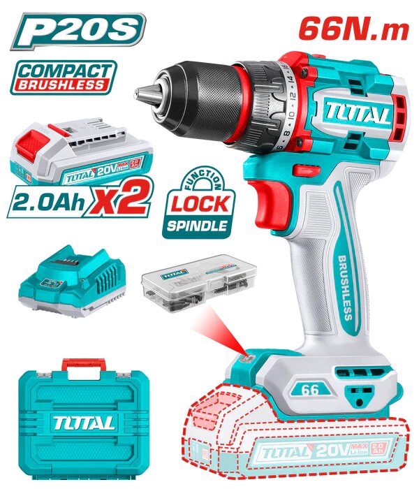 TOTAL VISSEUSE 20V 66NM 2 BATT BRUSHLESS (copie)
