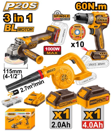 PACK 3 MACHINES 20V 2 BATTERIE 4Ah ET CHARGEUR [COSLI241192]