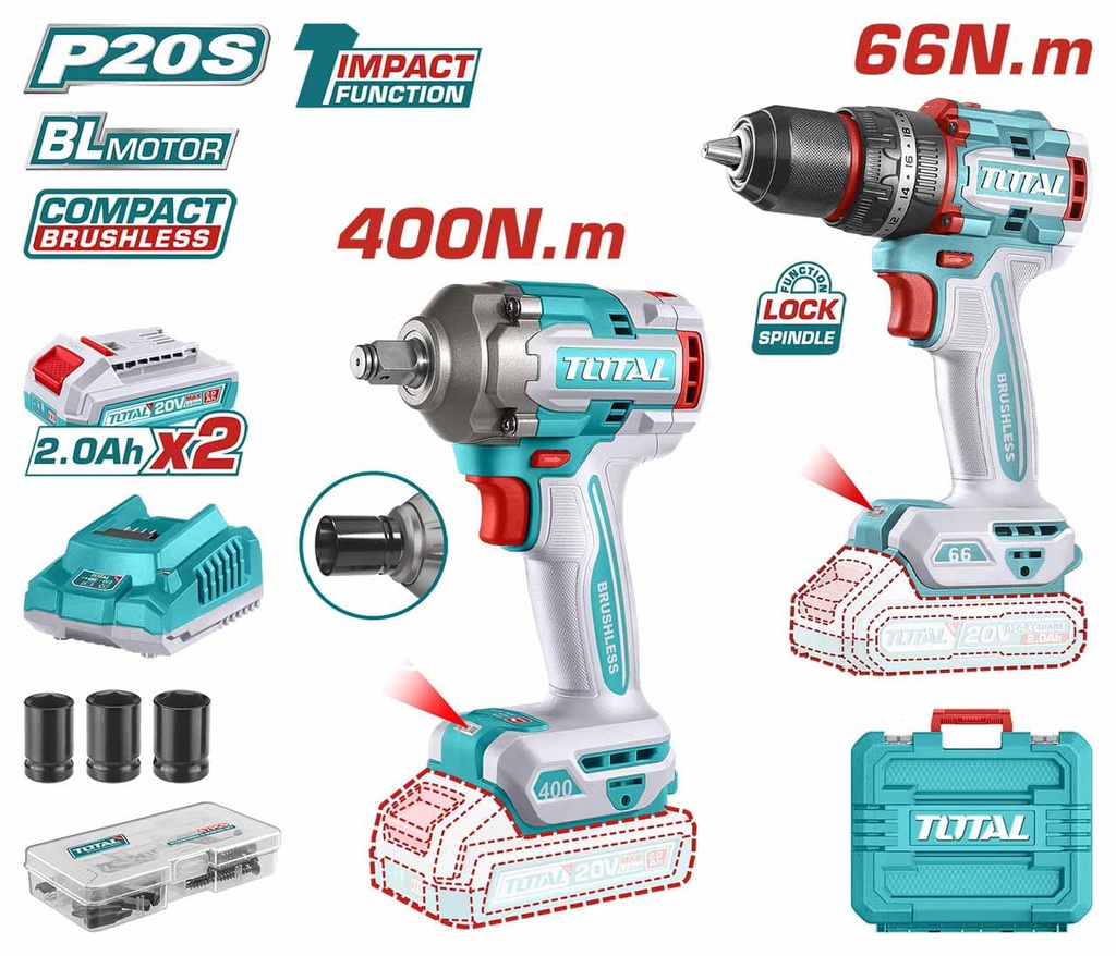 TOTAL KIT COMBO A BATTERIE 2 MACHINES  