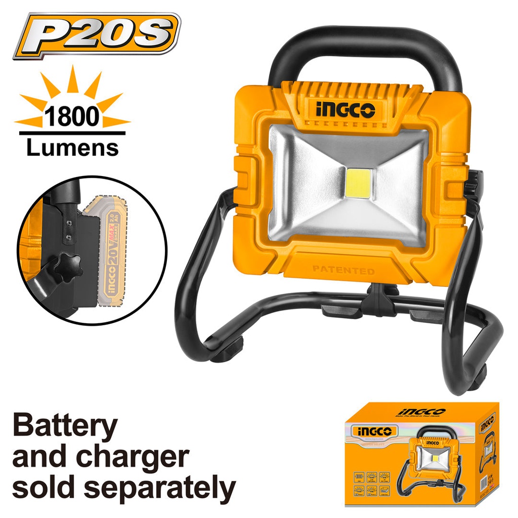 INGCO PROJECTEUR 20V BATTERIE/CHARGEUR NON INCLUS  