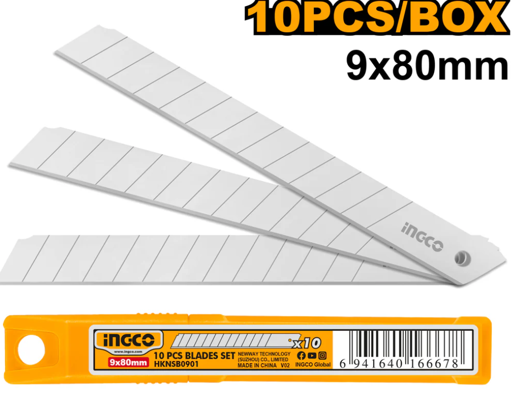 INGCO BOITE DE 10 LAMES DE CUTTER 9X80MM 10PCS  [HKNSB0901]