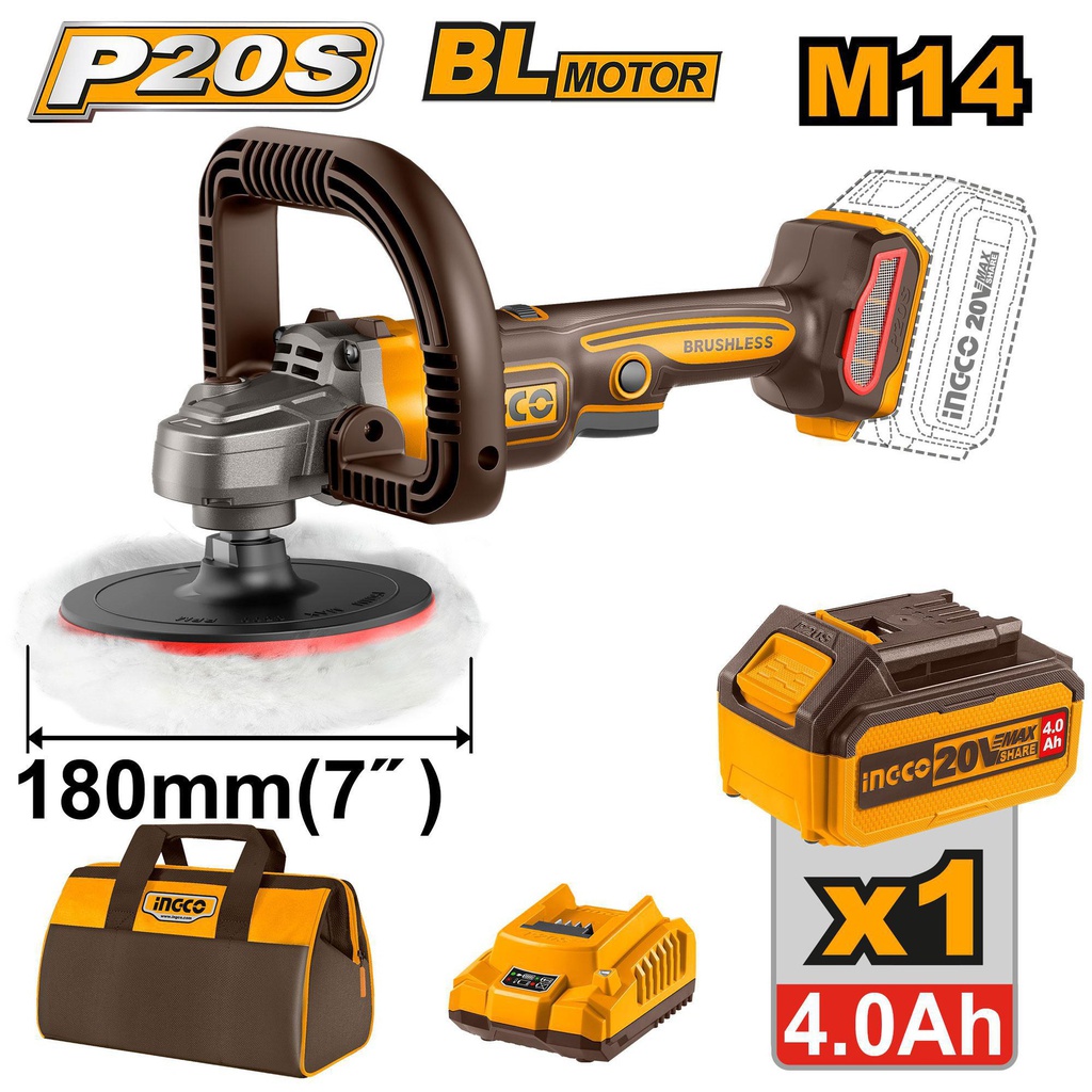 INGCO POLISSEUSE LITHIUM-ION 20V+1BAT 4AH   