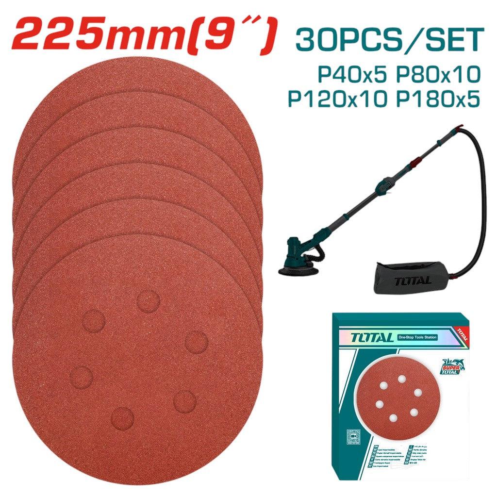 TOTAL JEU DE FEUILLES ABRASIVES POUR PONCEUSE GIRAFFE 225MM 